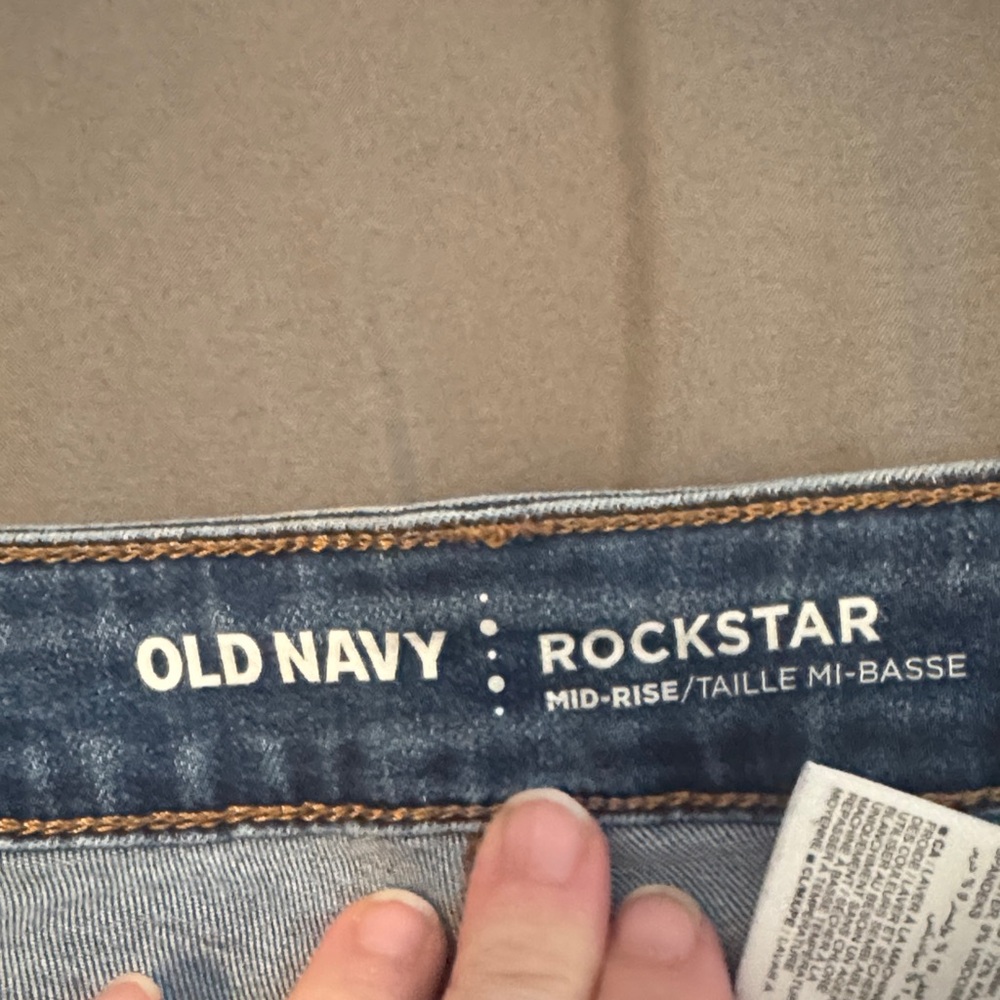 Old Navy Women's Distressed Dark Blue Jeans - Picture 2 of 3